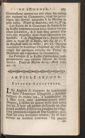 Article second. Espagne. Angleterre.