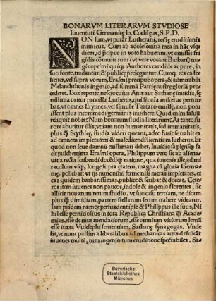 De Gratia Sacramentorvm Liber Vnvs Ioan. Cochl[a]ei