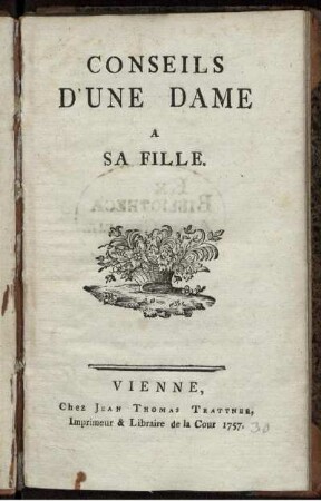 Conseils D'Une Dame A Sa Fille