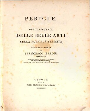 Pericle : Dell'influenza delle belli arti, sulla pubblica felicità