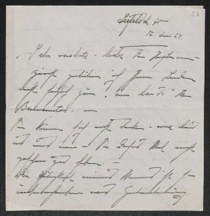 Brief von Fanny Hirsch-Faber an Margarete Hauptmann