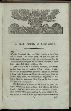Da Pacem Domine, in diebus nostris.