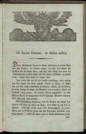 Da Pacem Domine, in diebus nostris.