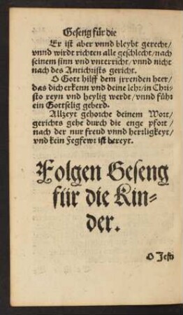 Folgen Geseng für die Kinder.
