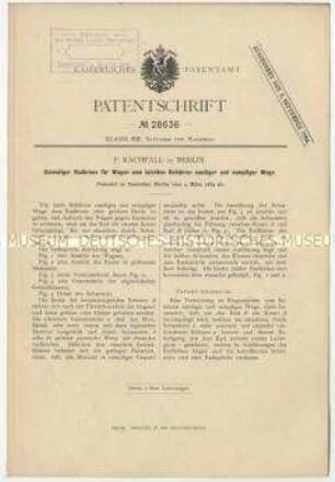 Patentschrift eines gelenkigen Radkranzes für Wagen zum leichten Befahren sandiger und sumpfiger Wege, Patent-Nr. 28636