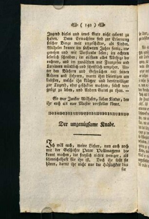 142-144, Der ungenügsame Knabe
