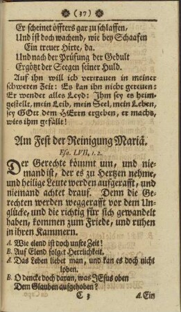 Am Fest der Reinigung Mariä.