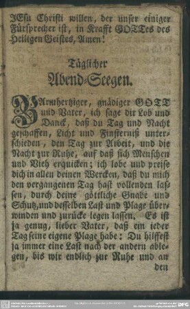 Täglicher Abend-Seegen