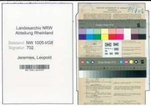 Entnazifizierung Leopold Jeremies , geb. 26.03.1883 (Postfacharbeiter)