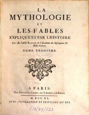 La Mythologie et les fables expliquées par l'histoire. 3