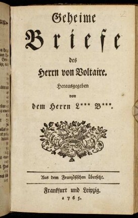 Geheime Briefe des Herrn von Voltaire