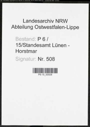 Sterberegister Standesamt Lünen-Horstmar