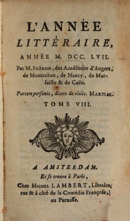 L' année littéraire. 1757,8, 1757,8