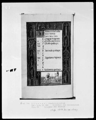 Gebetbuch mit Kalendarium — Buchseite mit Monatsbild Februar, Folio 5verso