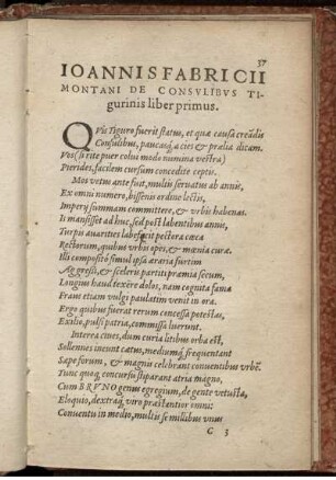 Ioannis Fabricii montani de consvlibvs tigurinis liber primus