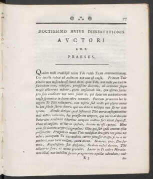 Doctissimo Huius Dissertationis Auctori S.D.P. Praeses