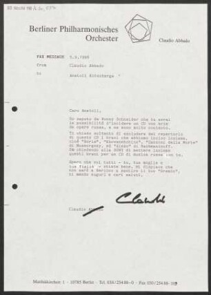 Brief an Anatolij Ivanovič Kočerga, 05.09.1996