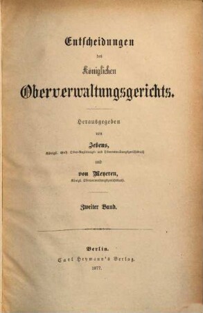 Entscheidungen des Preußischen Oberverwaltungsgerichts, 2. 1877