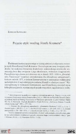 Pojęcie etyki według Józefa Kremera