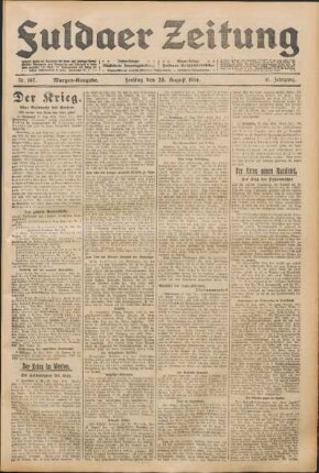 Ausgabe vom Freitag, den 28. August 1914.