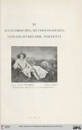 XI. Allegorisches, Mythologisches. Geschichtsbilder. Porträts