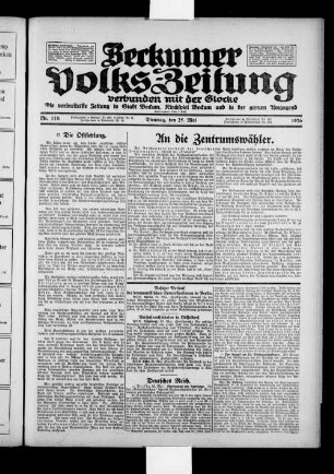 Beckumer Volks-Zeitung. 1921-1930