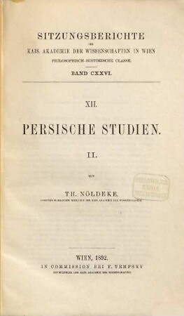 Persische Studien, 2. Untersuchungen zum persischen Nationalepos