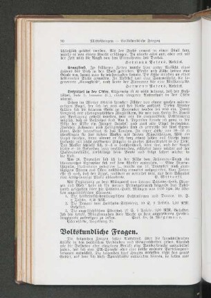 Volkskundliche Fragen