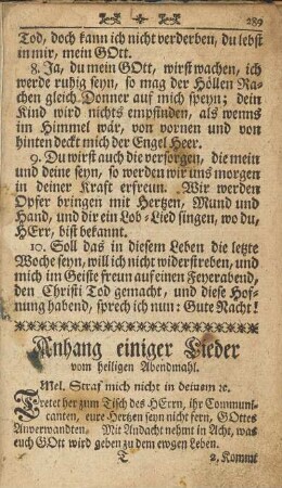 Anhang einiger Lieder vom heiligen Abendmahl.