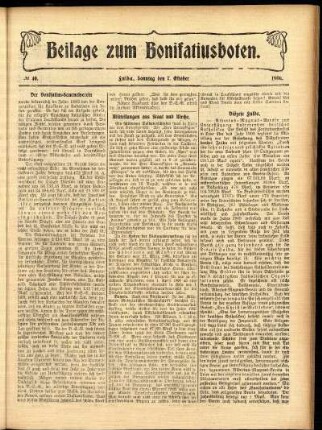 Zweite Ausgabe vom Sonntag, den 07. Oktober 1906.
