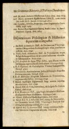 Disputationes Philologicae & Historicae separatim compactae