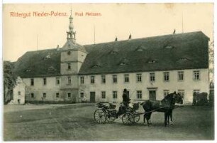 Polenz. Rittergut Niederpolenz mit Kutschwagen