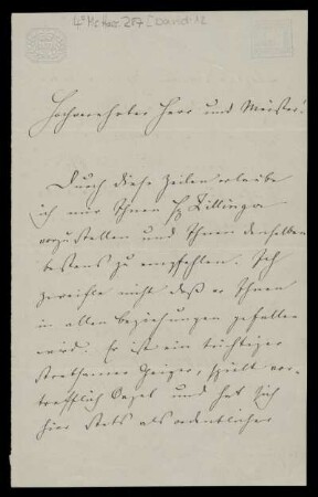 Brief von Ferdinand David an Louis Spohr