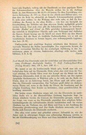242-243 [Rezension] Mandl, Josef, Das Elternrecht