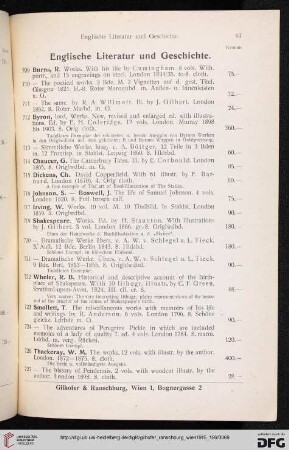 Englische Literatur und Geschichte (Nr. 709 - 727)