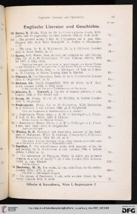 Englische Literatur und Geschichte (Nr. 709 - 727)
