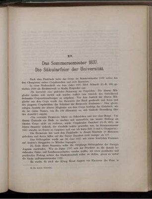 XV. Das Sommersemester 1837. Die Säkularfeier der Universität.