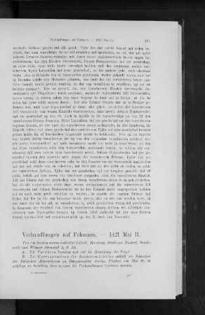 Verhandlungen auf Fehmarn. - 1421 Mai 11.