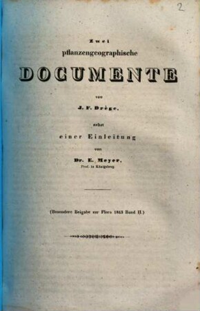 Zwei pflanzengeographische Documente