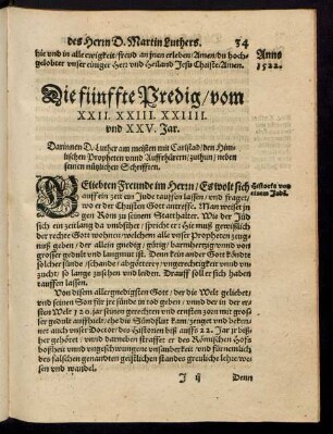 Die fünffte Predig/ vom XXII. XXIII. XXIIII. und XXV. Jar.