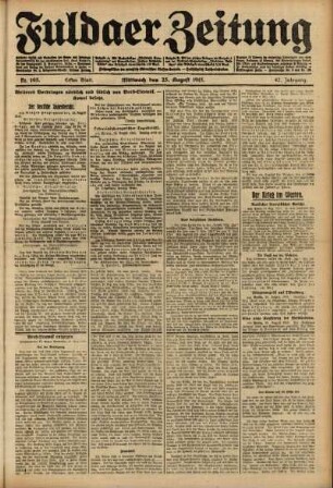 Erste Ausgabe vom Mittwoch, den 25. August 1915.