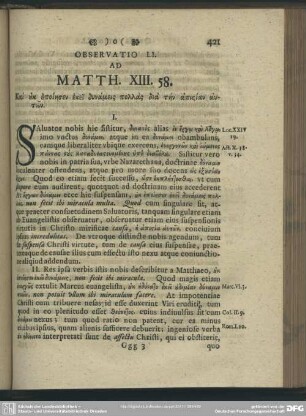 Observatio LI. Ad Matth. XIII. 58.