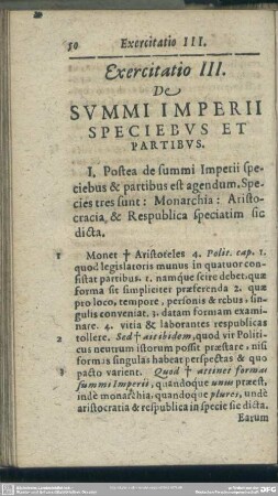 Exercitatio III. De Summi Imperii Speciebus Et Partibus