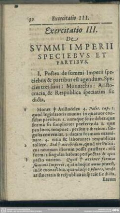 Exercitatio III. De Summi Imperii Speciebus Et Partibus