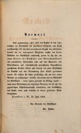 Archiv für Frankfurts Geschichte und Kunst : AFGK. 8. 1858