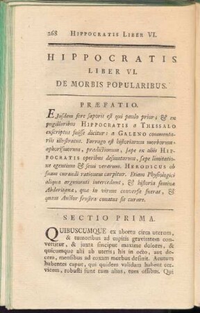 Hippocratis Liber VI. De Morbis Popularibus