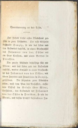Vorerinnerung an den Leser