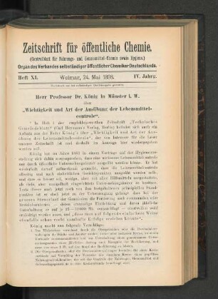 Heft XI. Weimar, 24. Mai 1898.
