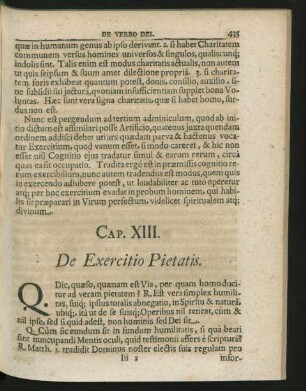 Cap. XIII. De Exercitio Pietatis.
