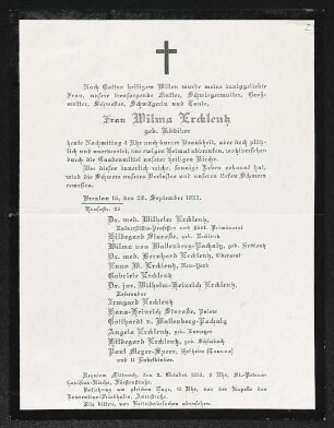 Brief von Paul Meyer-Speer, Wilhelm Ercklentz, Gabriele Ercklentz, Bernhard Ercklentz und Wilhelm-Heinrich Ercklentz an Gerhart Hauptmann